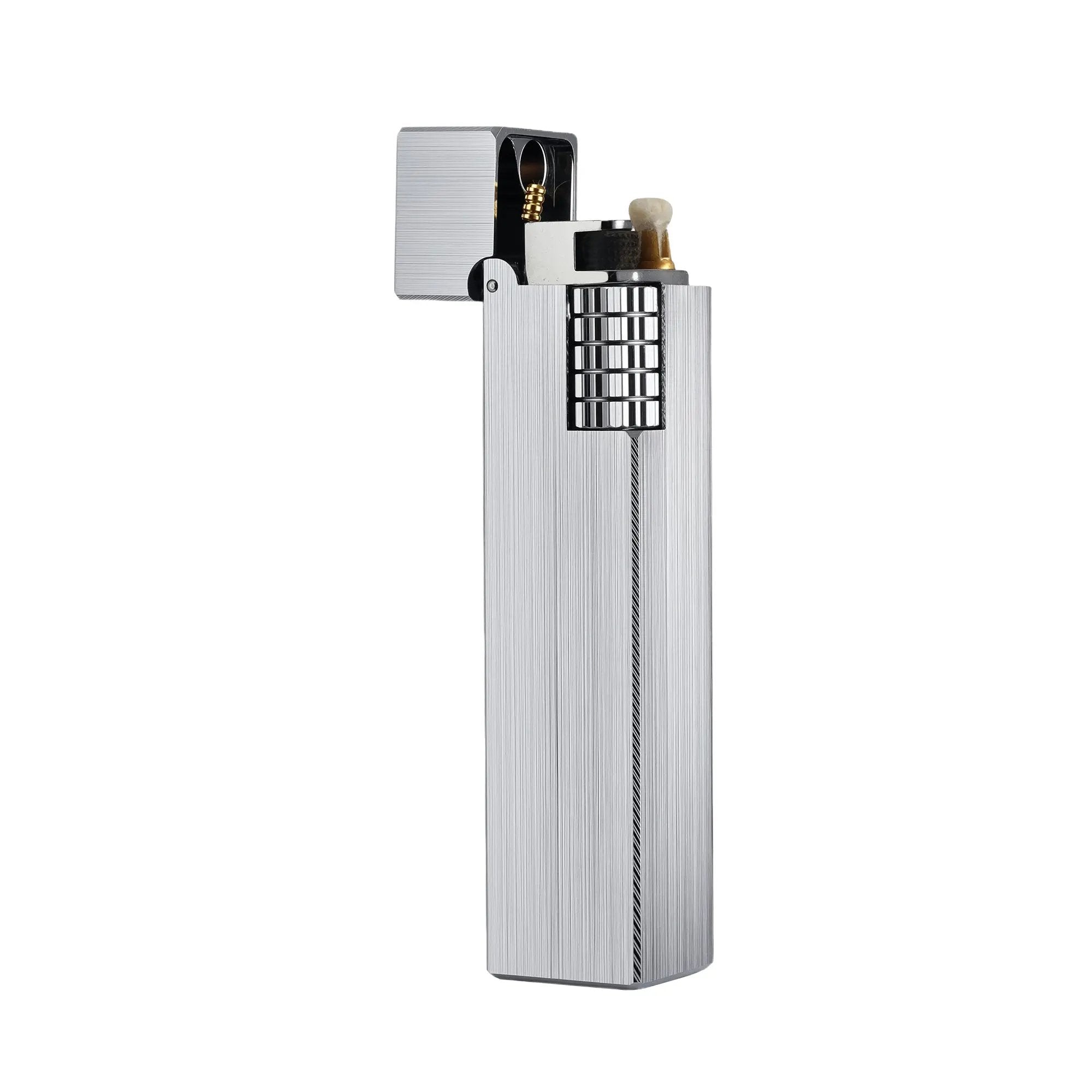Rectangular Brass Refillable Fluid Lighter Side Slip Pocket Carry