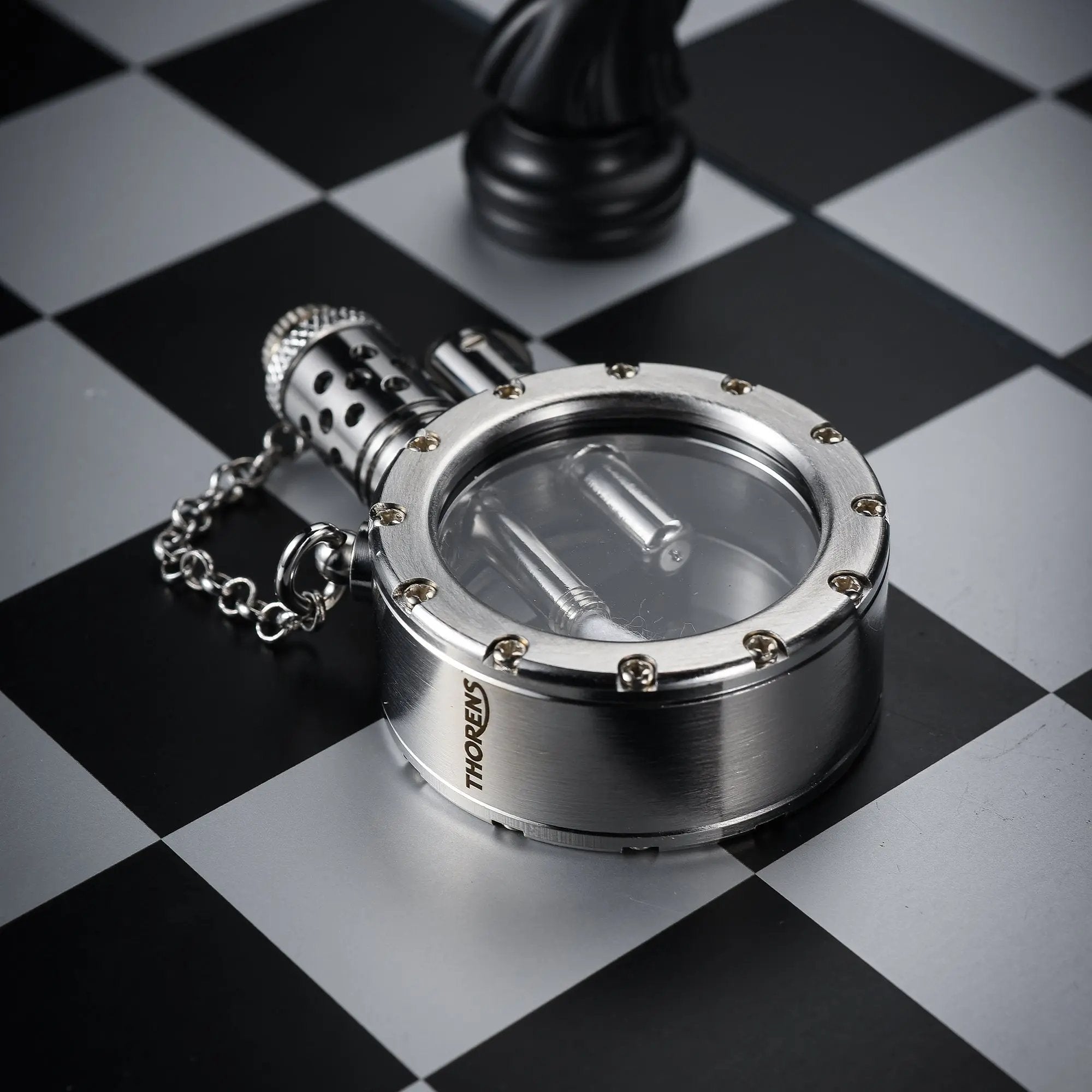 Vintage Pocket Watch mechanical lighter Transparent Fuel Chamber