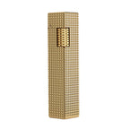 A slim rectangular Thorens lighter in a polished gold finish, featuring a full-body small square diamond-cut texture and a side-slip ignition wheel.