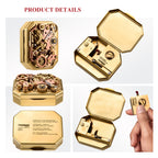 Detailed views of the Thorens Steampunk Matchbox Twin Torque lighter showing exposed gear mechanism, internal brass structure, and removable fuel reservoir.