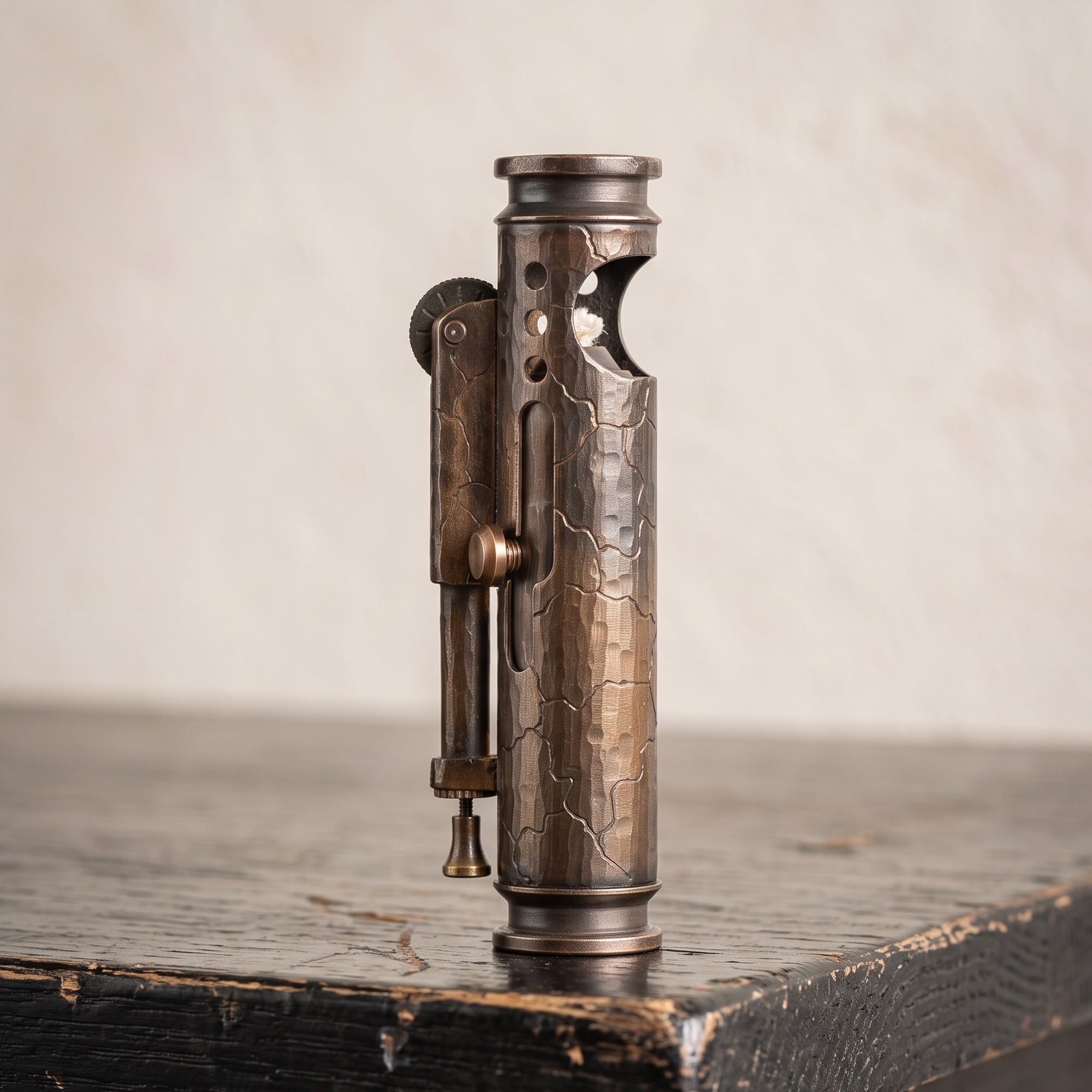 Hand-Engraved Bronze Trench Lighter, Anniversary Gift for Him